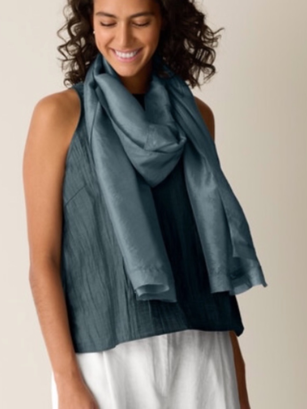 Eileen Fisher Washed Organic Silk Scarf Nile
